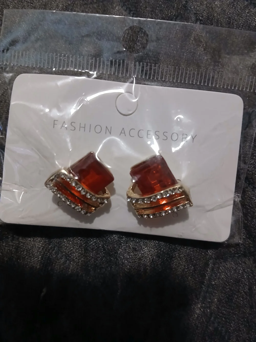 Green Square Stone Drop Earrings -